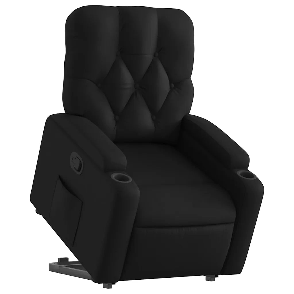 Poltrona Alzapersona Reclinabile Nera in Similpelle 3204772