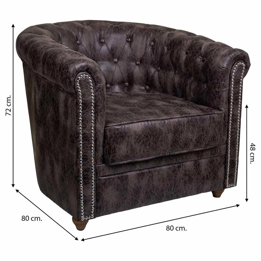 Poltrona imbottita marrone 80x80x48/72h