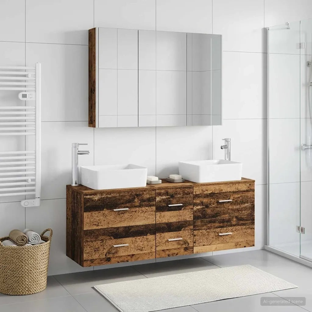 Set di mobili per il bagno 4 pcs Legno antico 3406869