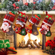 Set di Calze da Natale in Velluto di 4 pezzi - Stivali da Babbo Natale - Calze da Natale appesi - Decorazione per Camino - Contenuto abbondante - Materiale di alta qualità in Velluto