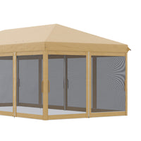 Gazebo da Giardino 6x3m Pieghevole con Zanzariera Altezza Regolabile e Borsa di Trasporto Beige