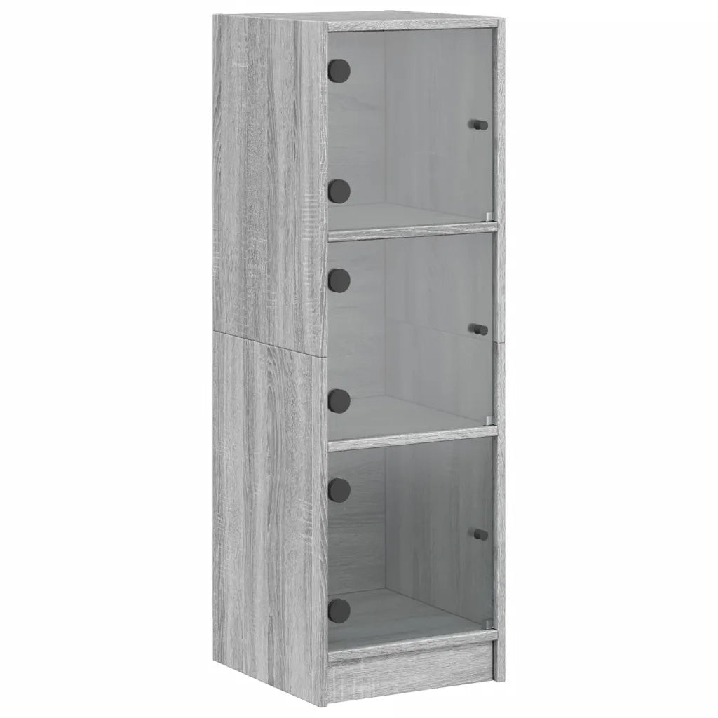 Credenza con Ante in Vetro Grigio Sonoma 35x37x109 cm 836390