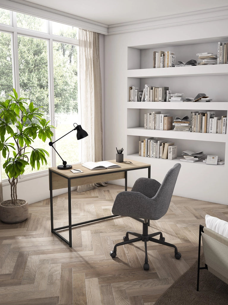 Scrivania Herdasa acciaio e effetto rovere 75x105x52