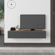 Mobile porta Tv sospeso ante a ribalta Francy colore rovere antracite 135 cm