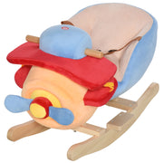 Cavallo a Dondolo a Forma di Aeroplano per Bambini di Et¨¤ Superiore a 18 Mesi, Cacalluccio a Dondolo con Musica Incorporata in Legno Alamo, Max:60kg 60x33x45cm