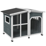 Cuccia per Cani da Esterno in Legno con Tetto Apribile ¨C Minimal ¨C Grigio 101x66.5x70.5 cm