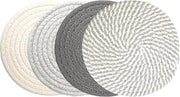 4 pezzi di supporto per piatti in legno intrecciato, 18 x 18 cm, set di 4 colori, supporto per piatti antiscivolo, set di supporti per piatti per sala da pranzo, ufficio, cucina, hotel