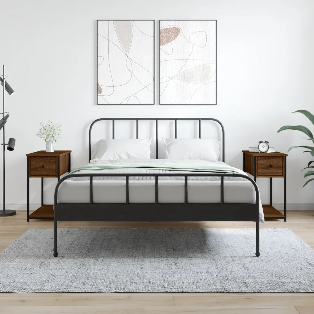 Comodini 2 pz-Set di 2 Tavolino da notte Rovere Marrone 30x60x60 cm in Legno Multistrato 367823