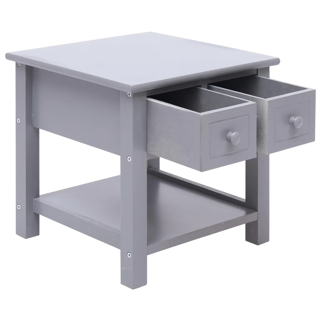 Tavolino Laterale Grigio 40x40x40 cm in Legno di Paulownia 284069