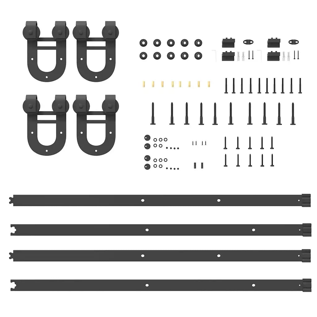 Kit di Binari per Porte Scorrevoli 400 cm Acciaio Nero