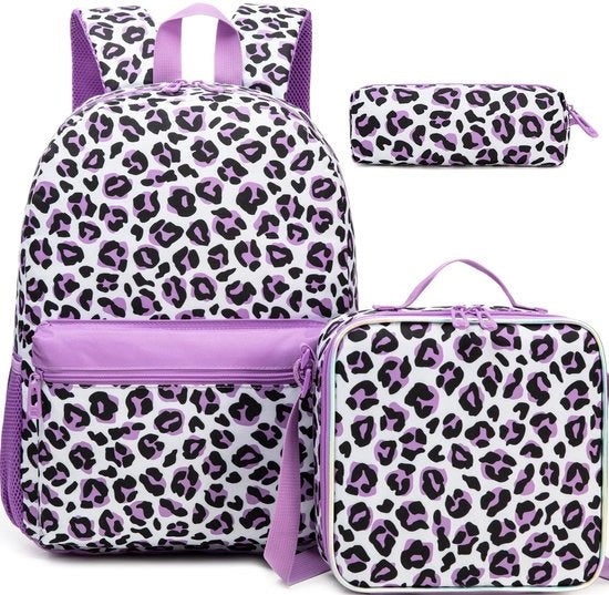 Zak scuola per ragazze 42x30x20 cm - Borsa per il pranzo 23x20 cm - Penna tascabile 23 cm - Cinturino imbottito - Progettata per il comfort e la colorazione - Borsa scuola
