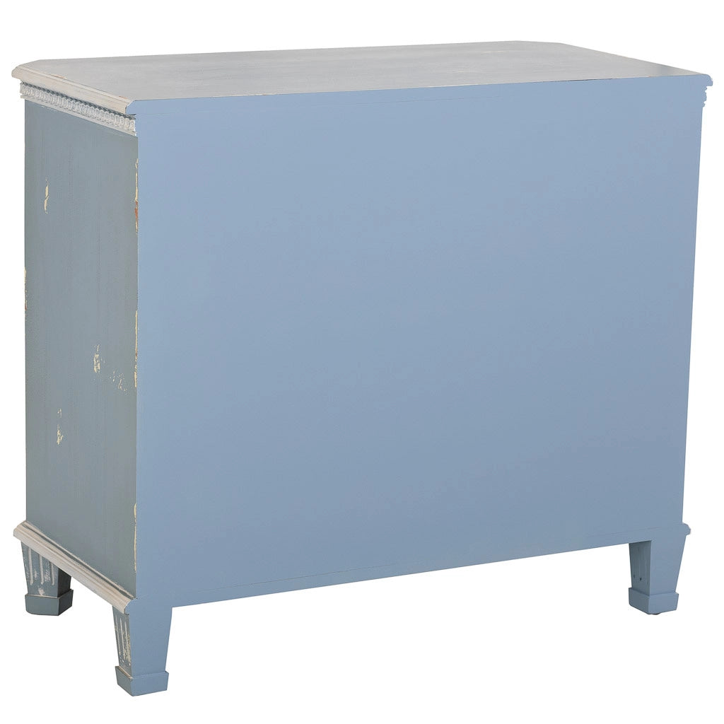 Cassettiera in legno blu con 3 cassetti 92x46x81h cm
