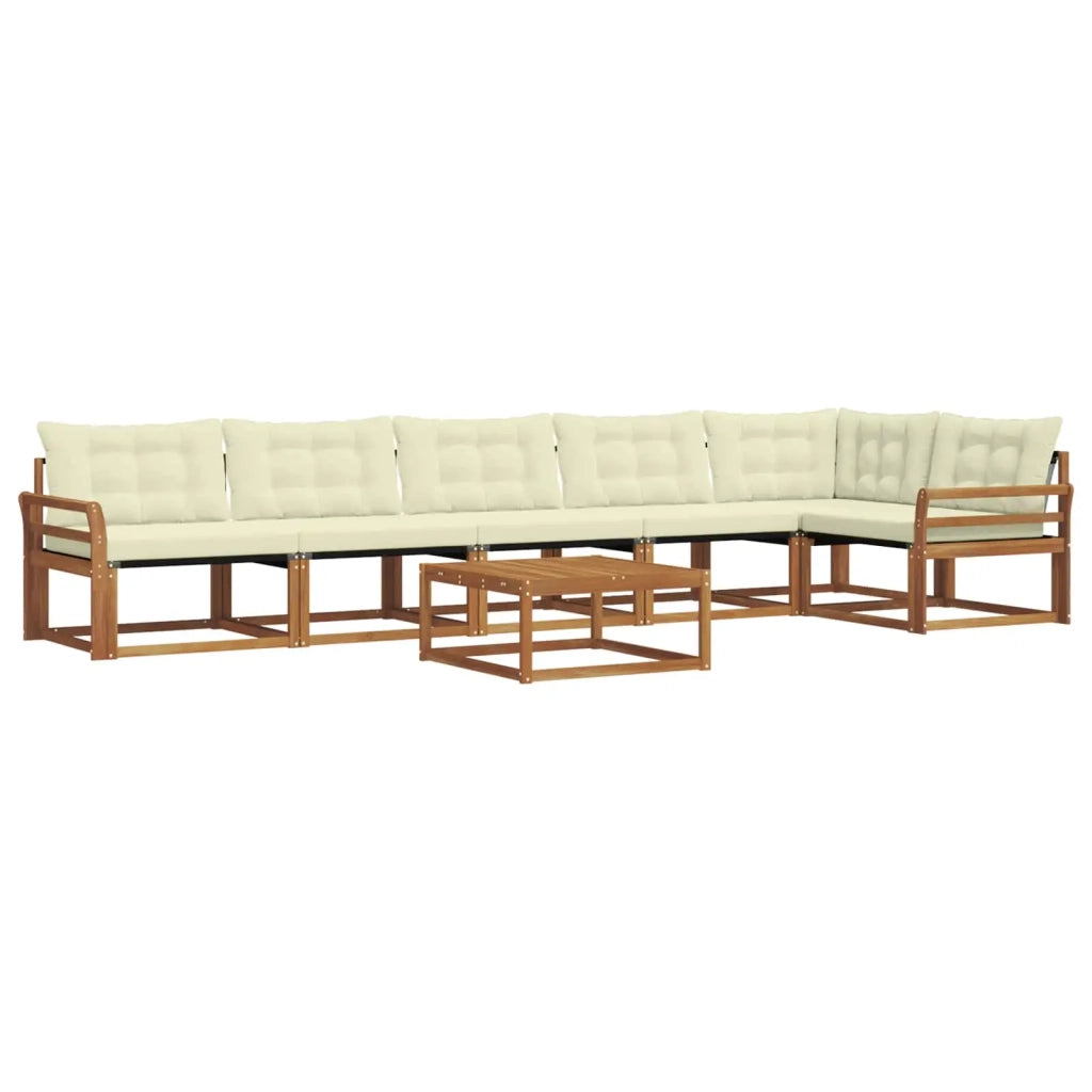 Set di divani da esterno con cuscino 7 pcs Naturale e Crema