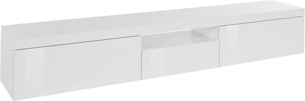 Mobile Tv 3 Ante e Ripiano a Giorno 220x40x35 cm Essential 2A 1R Bianco Lucido