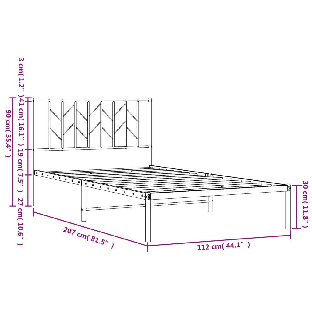 Giroletto con Testiera Metallo Bianco 107x203 cm 374482