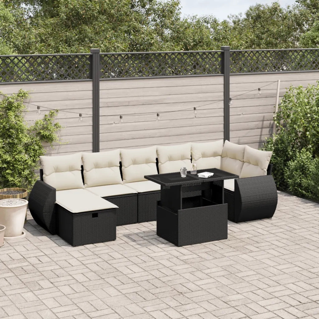 Set Divani da Giardino con Cuscini 8 pz Nero in Polyrattan 3275146