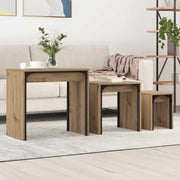 Tavolino da salotto 3 pcs Rovere artigianale Legno multistrato 883535