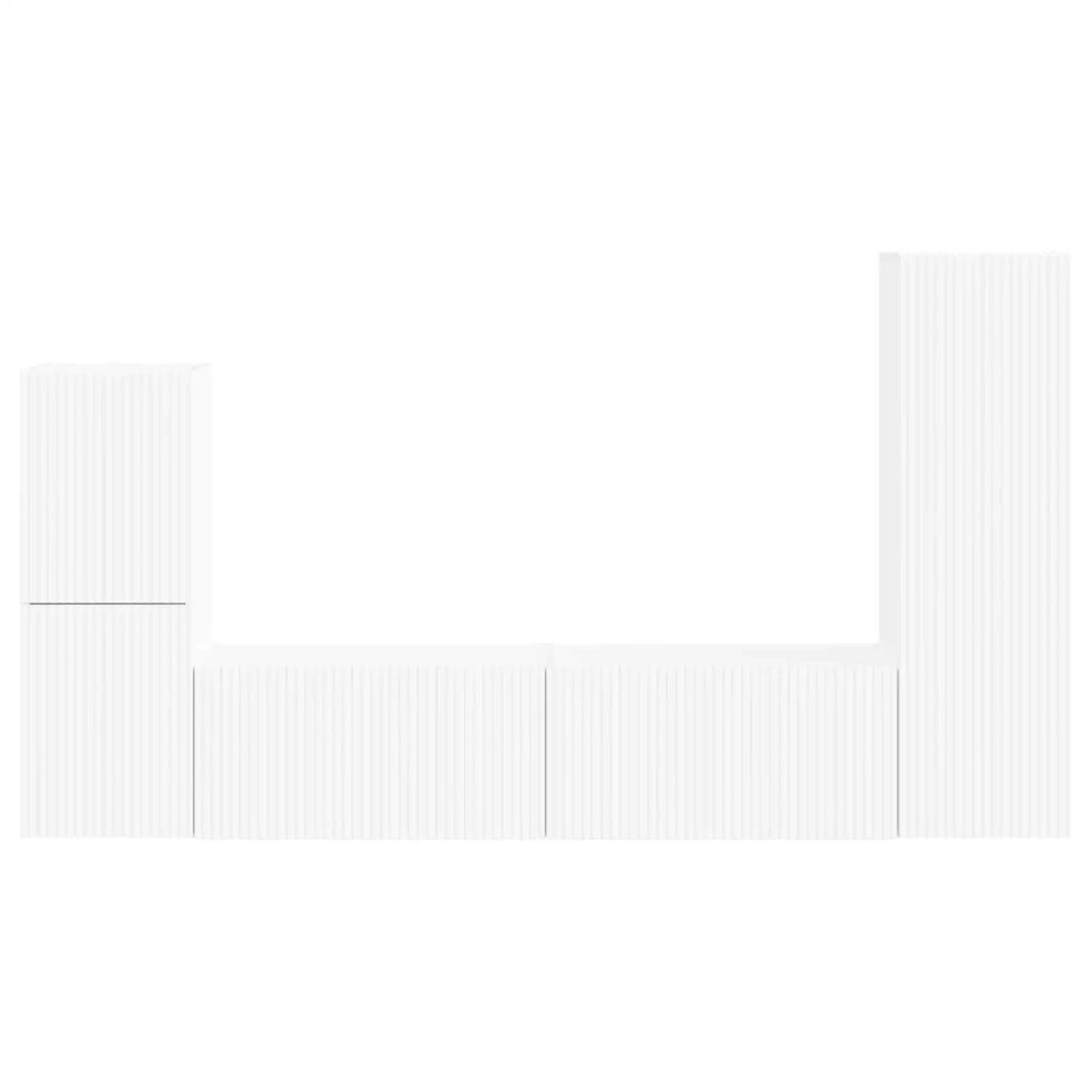 Set mobile TV Montaggio a parete 4 pcs Bianco Legno multistrato