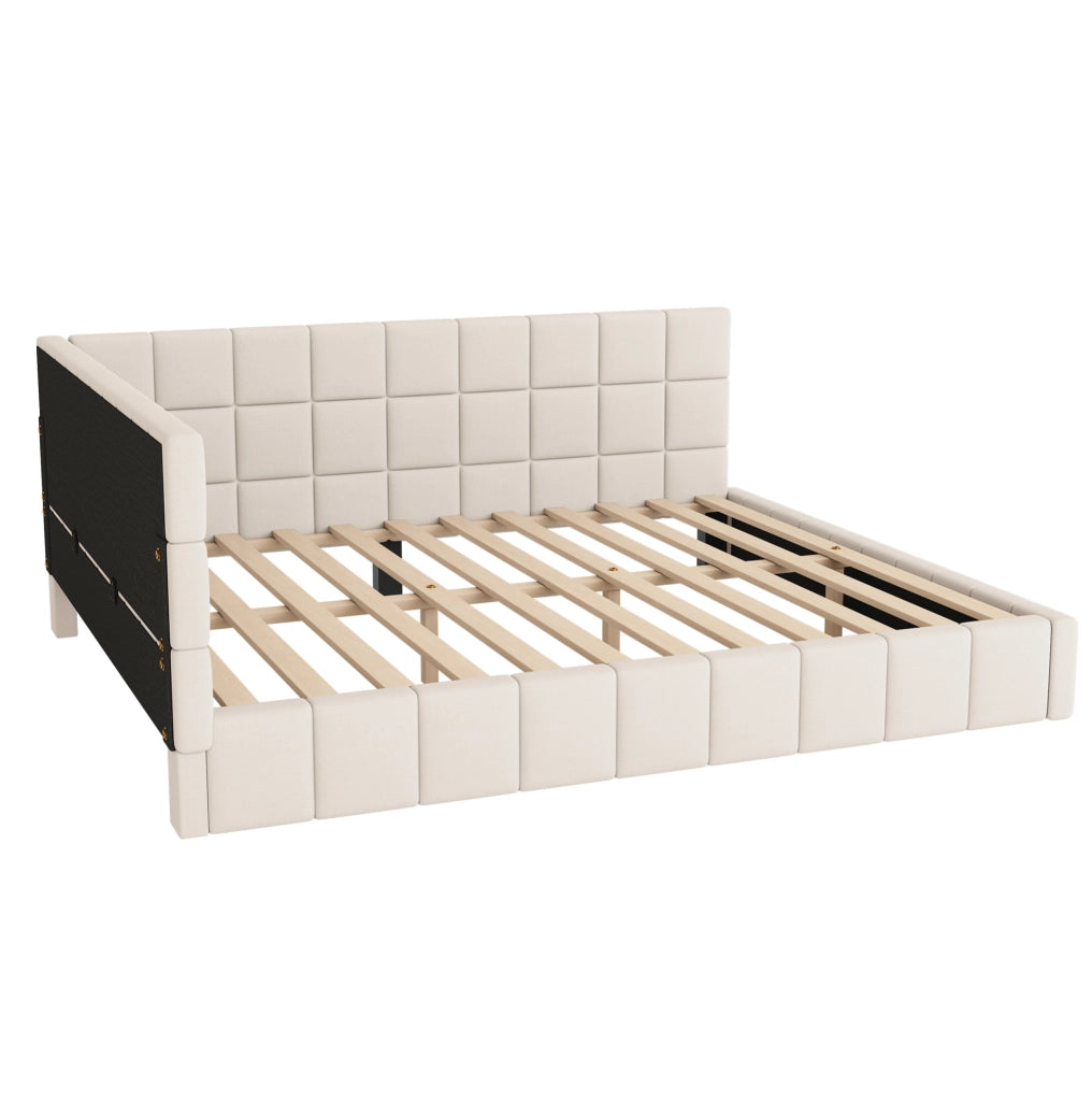 Letto singolo trasformabile 160x200 cm in velluto beige