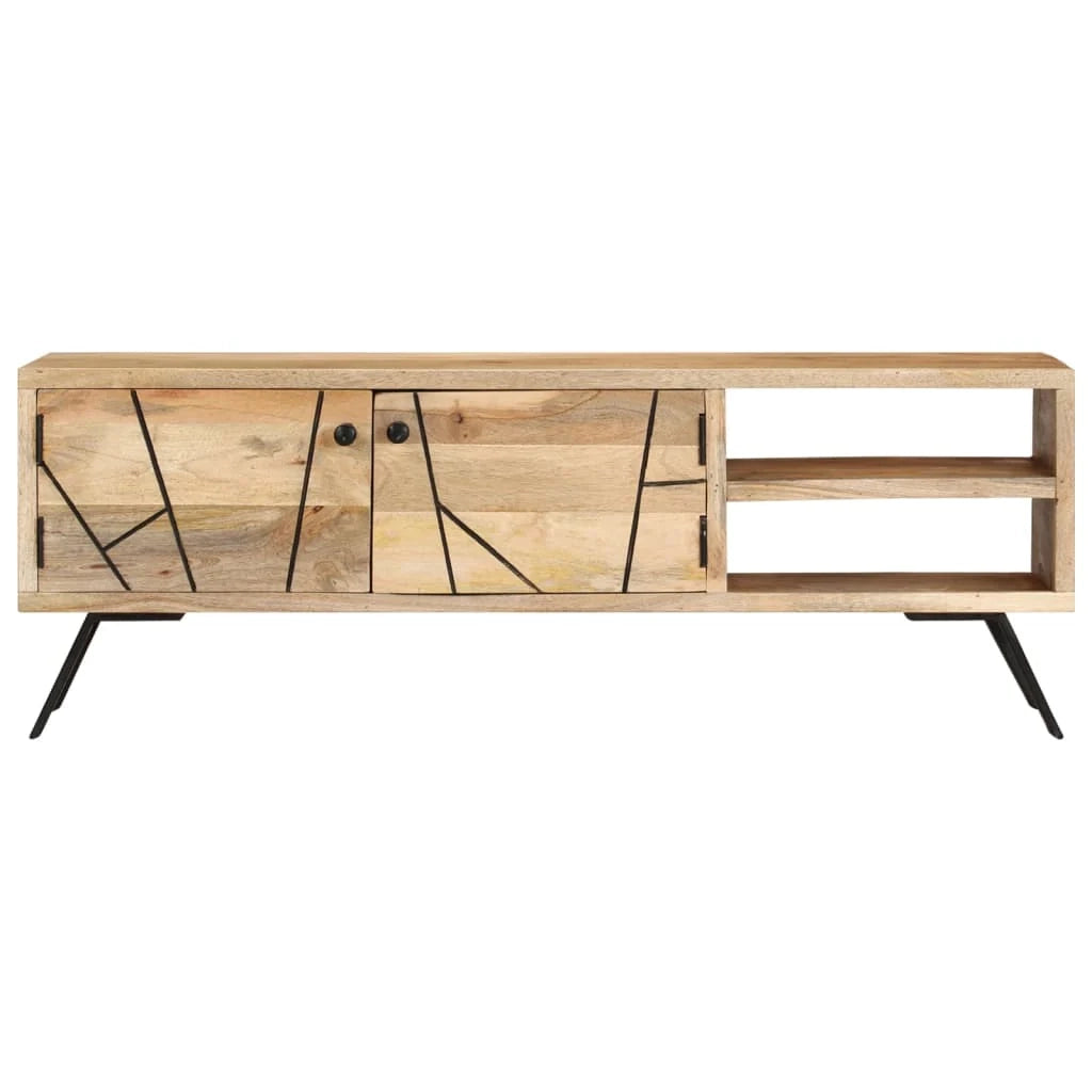 Mobile TV multimediale scaffale TV credenza mobile TV sala da pranzo soggiorno camera da letto 110 x 30 x 40 cm legno massello di mango beige 02_0025729