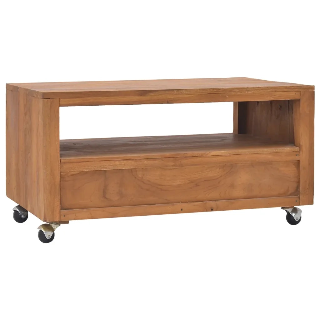 Mobile Porta TV con Ruote 80x50x42 cm in Legno Massello di Teak cod mxl 14159