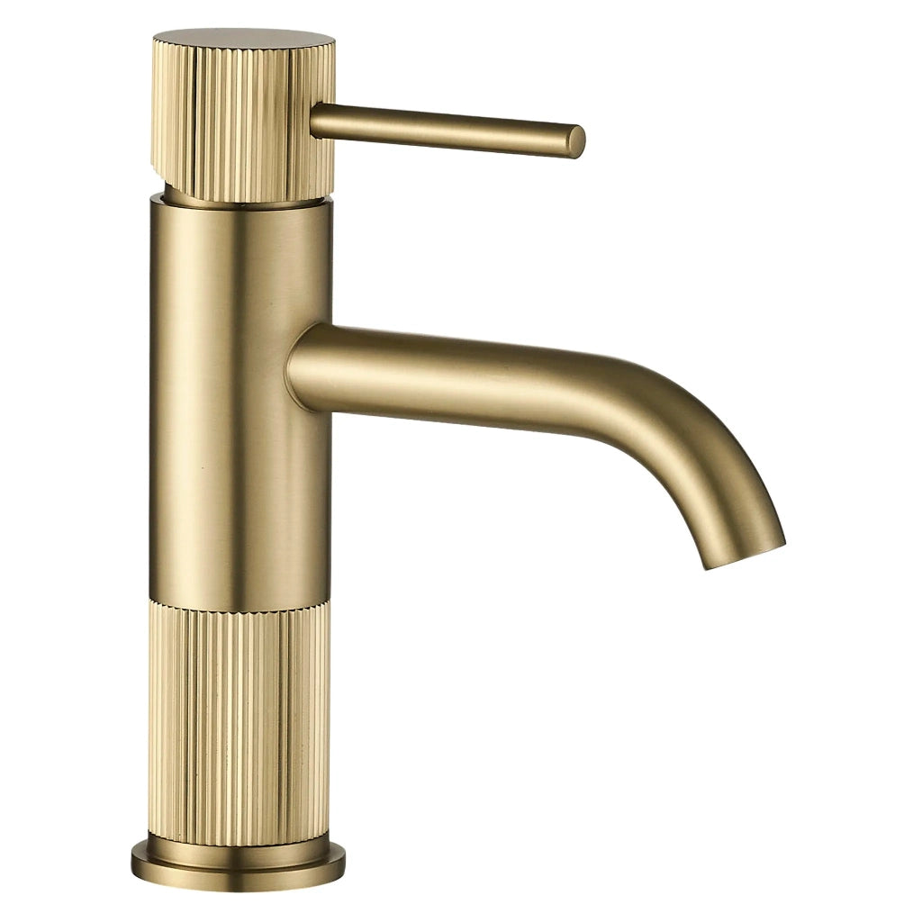 Rubinetto Da Bagno Rea Lungo Stripe Brush Gold Low
