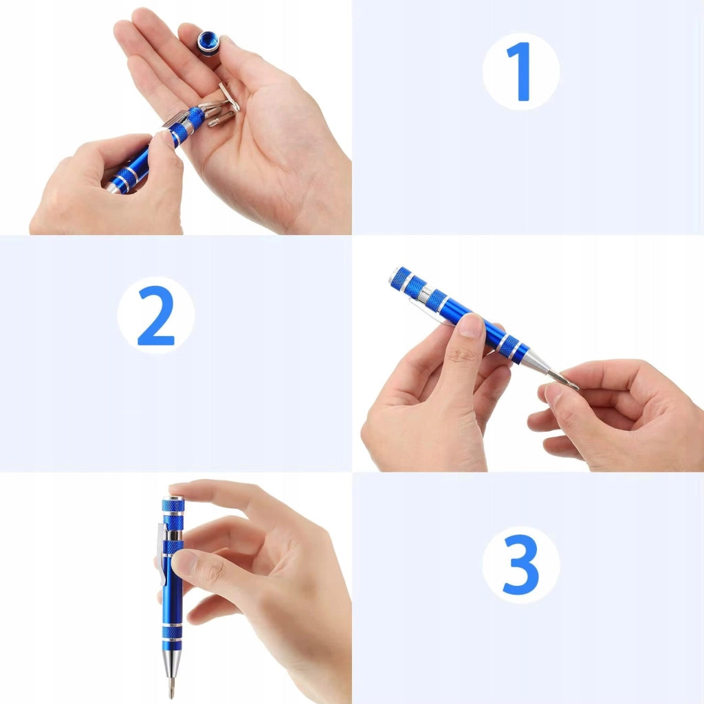 Cacciavite di Precisione Tascabile 8 Bit – Design Compatto in Alluminio | Magnetico, Ergonomico