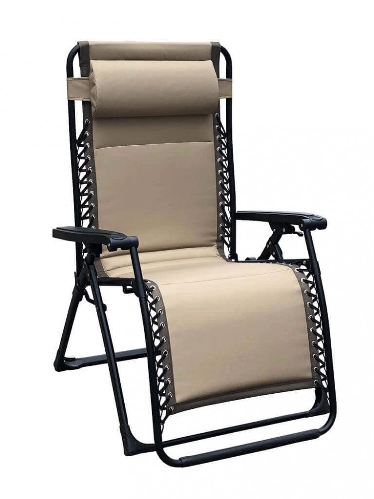 Sedia Sdraio Zero Gravity Reclinabile Pieghevole 165x79x117 h cm in Metallo e Oxford Marrone