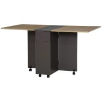 Tavolo Pieghevole da Pranzo in Truciolato con 2 Cassetti, 1 Armadietto, max. 6 Persone, 140x76x76 cm