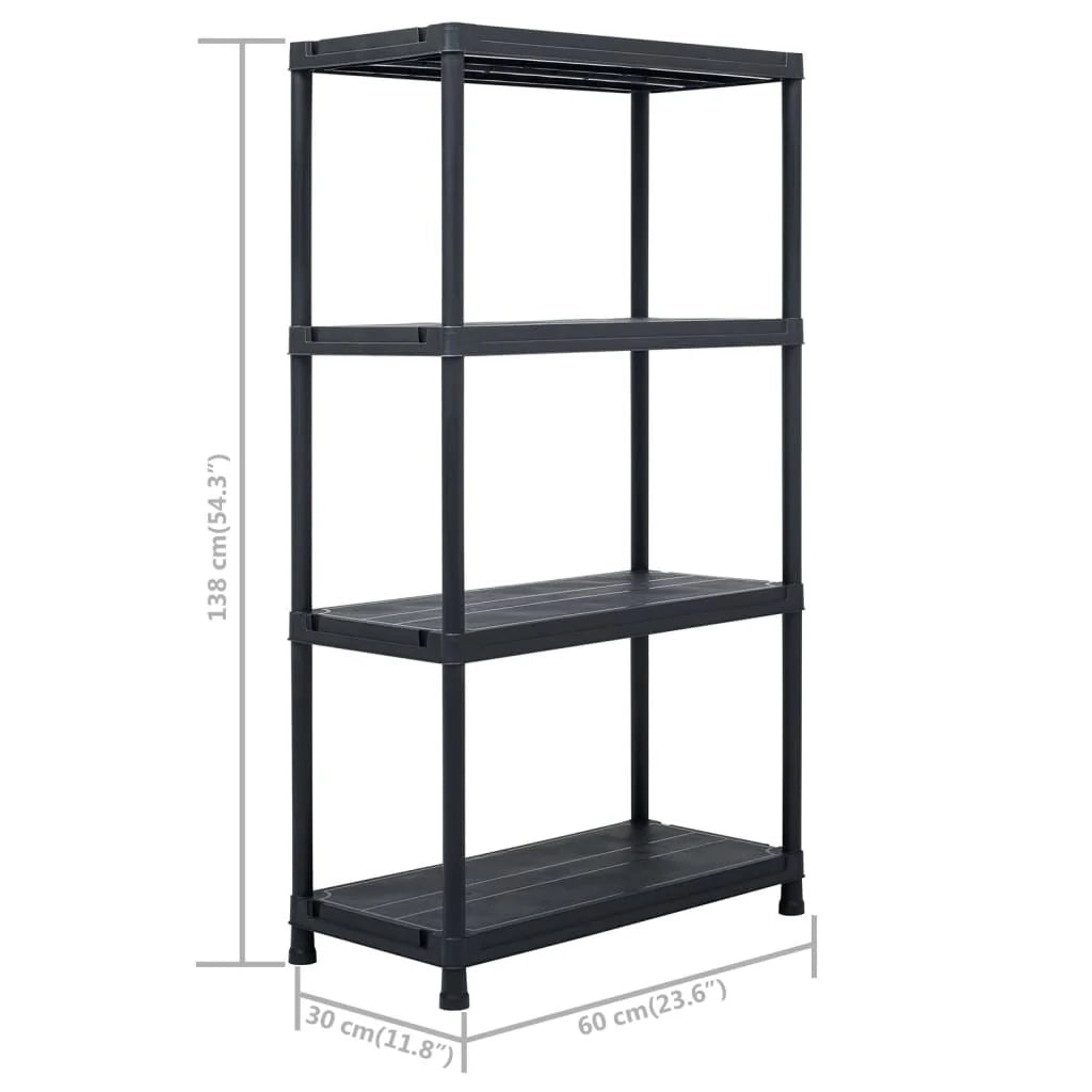 Scaffali portaoggetti da 5 pezzi 60 x 30 x 138 cm plastica nera 02_0000674
