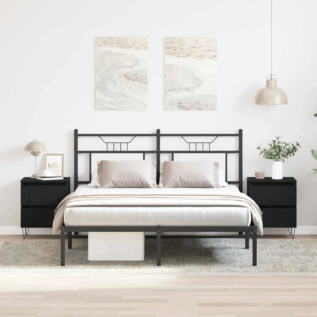 Set di 2 Comodini | Armadio da Notte | Mobiletto da notte con cassetto Rovere nero 40 x 35 x 50 cm
