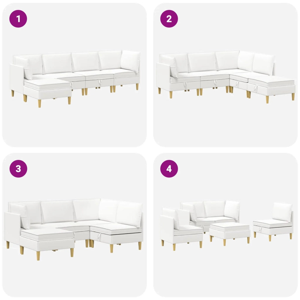 Set di divani modulari con spazio di archiviazione 5 pcs Bianco