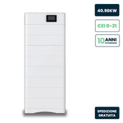 Kit 8 Moduli di Accumulo Impilabili Alta Tensione 40kWh LiFePO4 BMS Integrato, Inclusa Base e Box di Controllo, 100Ah, 409.6V, IP65, CEI 0-21 Garanzia 10 Anni SKU-120028