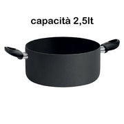 Casseruola Due Manici À H.8 Capacità Pentalux Black Line in Alluminio 2,5 Lt 16 cm