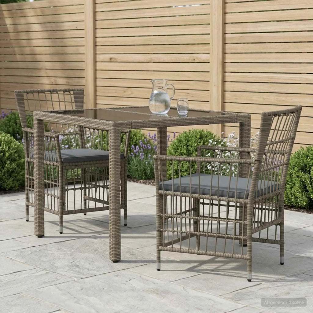 Set da pranzo per esterni 3 pz Grigio polyrattan 3448933