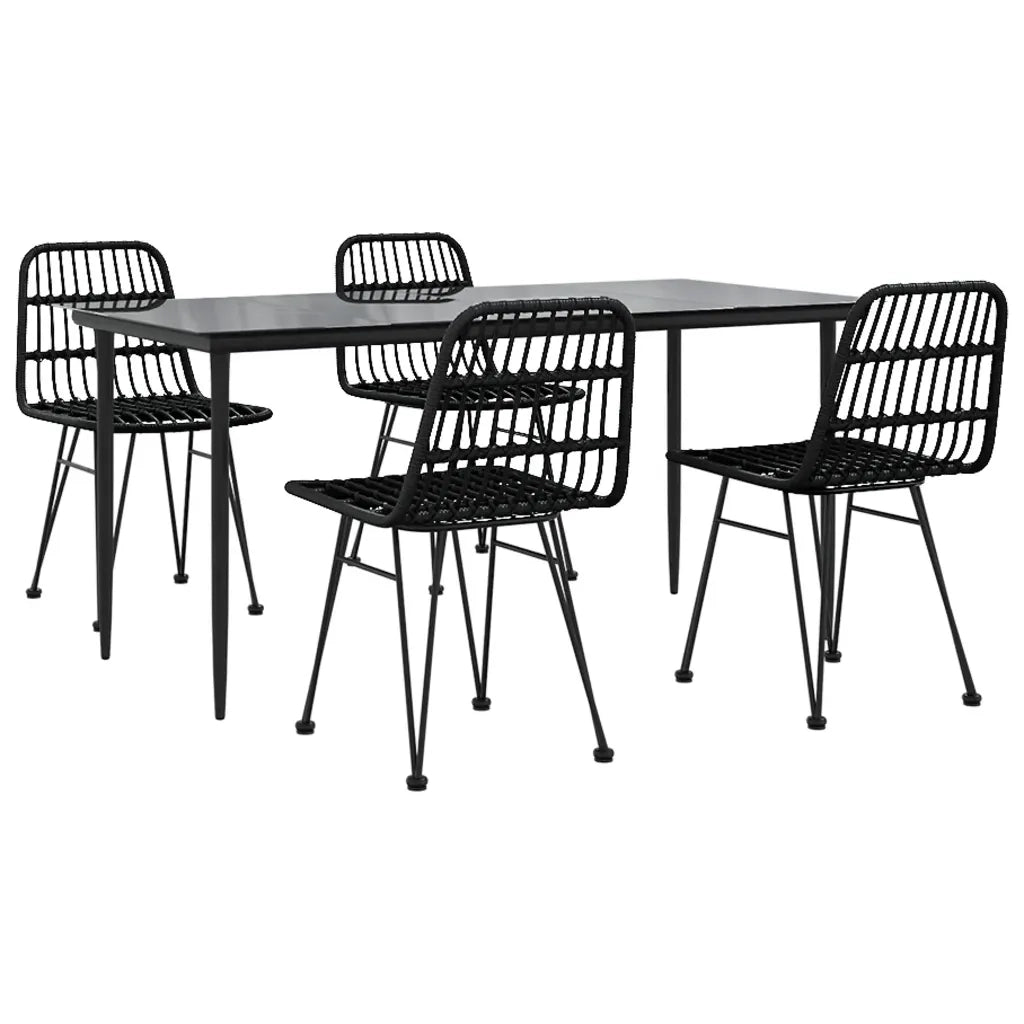 Set da Pranzo da Giardino 5 pz Nero in Polyrattan cod mxl 35588