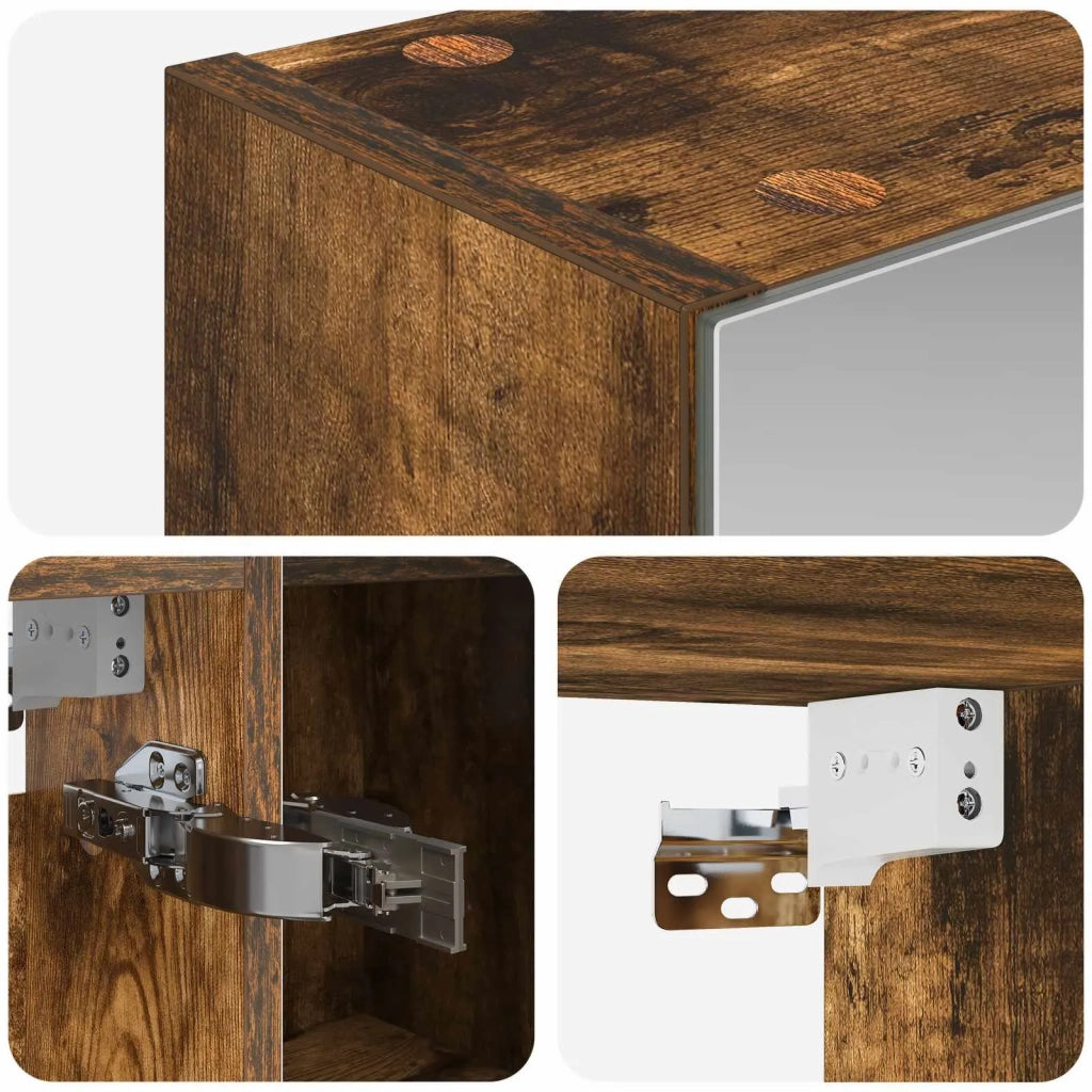 Mobiletto per specchio da bagno Rovere fumé 80 x 14.5 x 70 cm