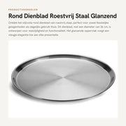 Tavolo di Servizio Rond in Acciaio Inossidabile 36 cm - Tavolo Antiscivolo - Tavolo Grande - Tavolo in Legno - Stile e Funzionale - Tavolo di Servizio