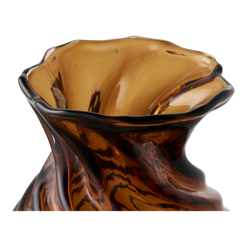 Vaso Decorativo HN2, Marrone, Vetro, 16x16x18,5 cm