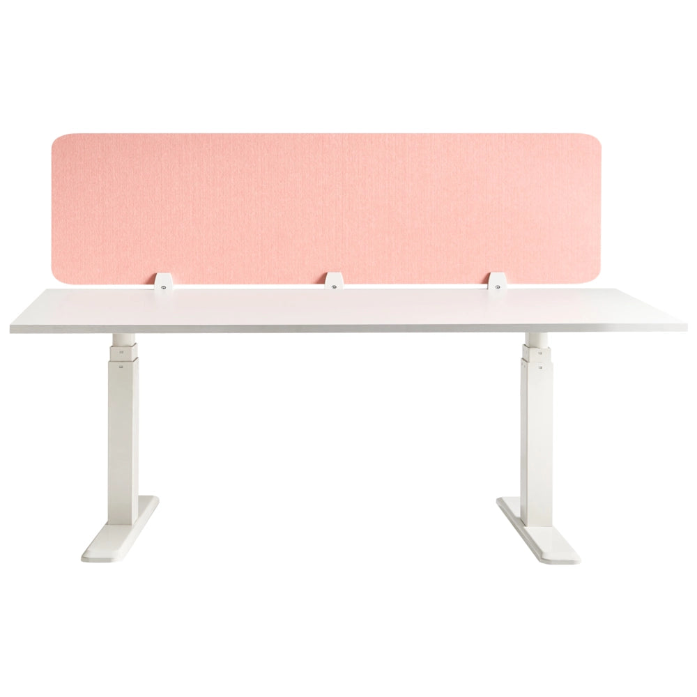 Divisorio da scrivania in PET con rivestimento in tessuto 180 x 50 cm rosa chiaro Schermo acustico Morsetti di montaggio modulari Casa Ufficio