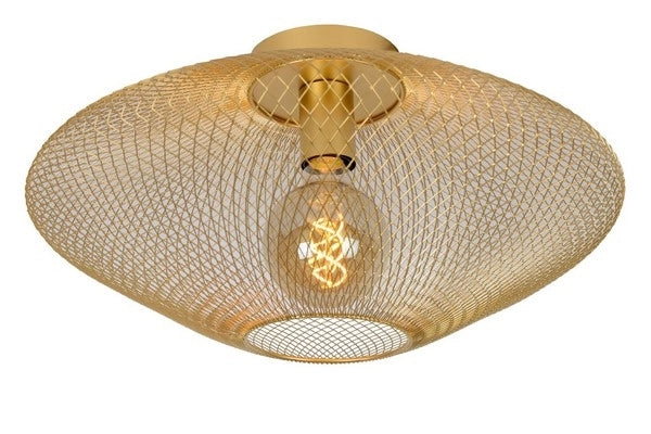 Plafoniera in ottone industriale Mesh E27 40W Lucide