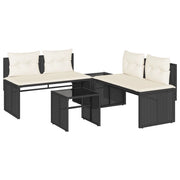 Set Divani da Giardino 4 pz | Set Salotto da Giardino con Cuscini Nero in Polyrattan