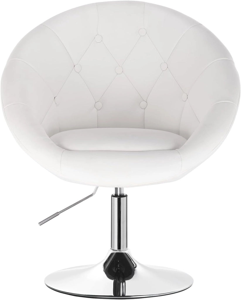 Poltroncina da Bar Sgabello Girevole Sedia con Schienale Braccioli in PU Altezza Regolabile Bianco
