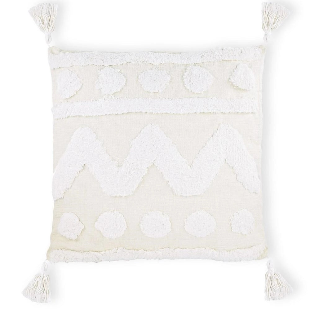 Cuscino con decoro bianco 4 nappe bianco 45x45 Prism
