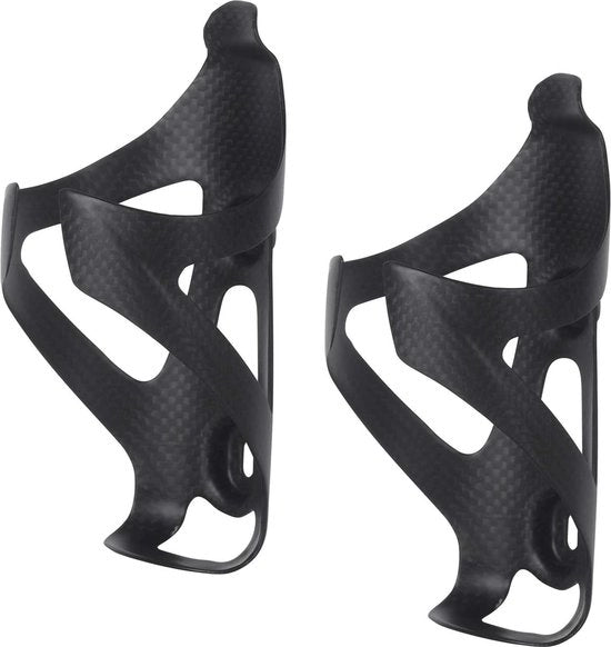 Bidone leggero 3K fibra di carbonio portabidone per mountain bike accessori - set da 2 pezzi (nero lucido-B)