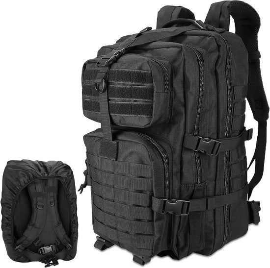 Zaino Tattico 48L Grande Zaino 3 Giorni Militare Assalto Zaino a Molla Borsa da Viaggio - Nero
