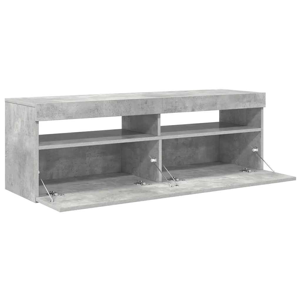 Mobile Porta TV con Luci LED Grigio Cemento 120x35x40 cm 804377