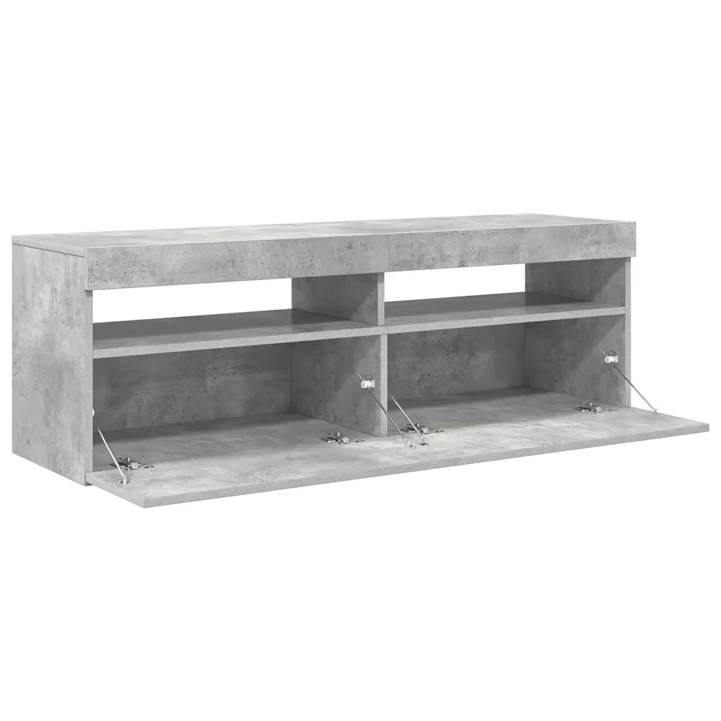 Mobile Porta TV con Luci LED Grigio Cemento 120x35x40 cm 804377