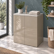 Mobile multiuso con due ante 71x65x91 cm pietra e tortora Wanda