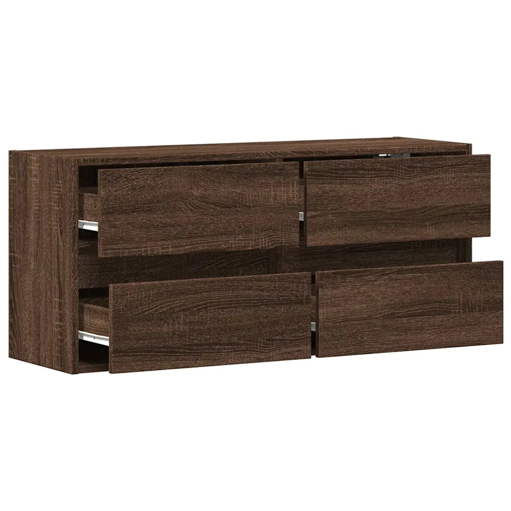 Mobile TV a Parete con Luci LED Rovere Marrone 100x31x45 cm 852298